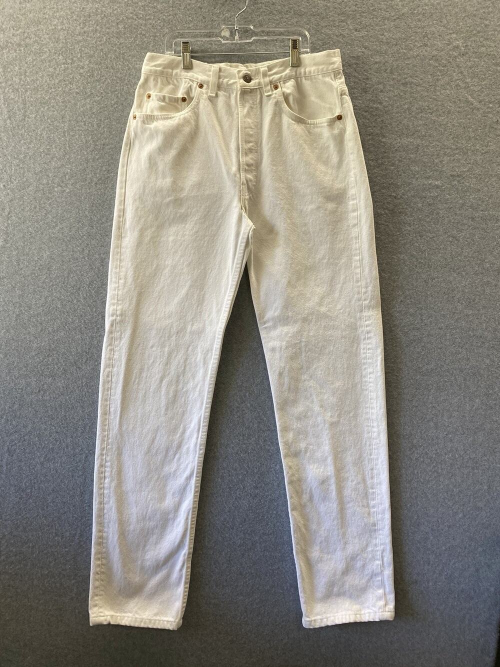 Vintage 80s Levi 501 Jeans Made USA Optic White Straight Denim 32x36 RARE 1989